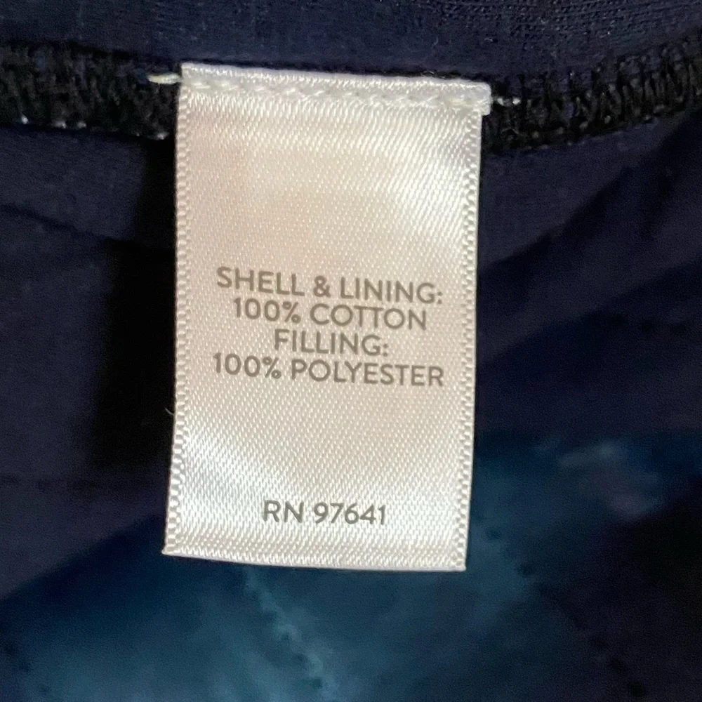 J.Jill Purejill 100% Cotton Navy Blue Quilted Jacket MD Tie Dye Button Front - Picture 12 of 13